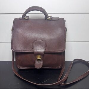 Vintage Coach Station Bag 5130 Brown Leather Crossbody Turnlock Bag 90s Classic